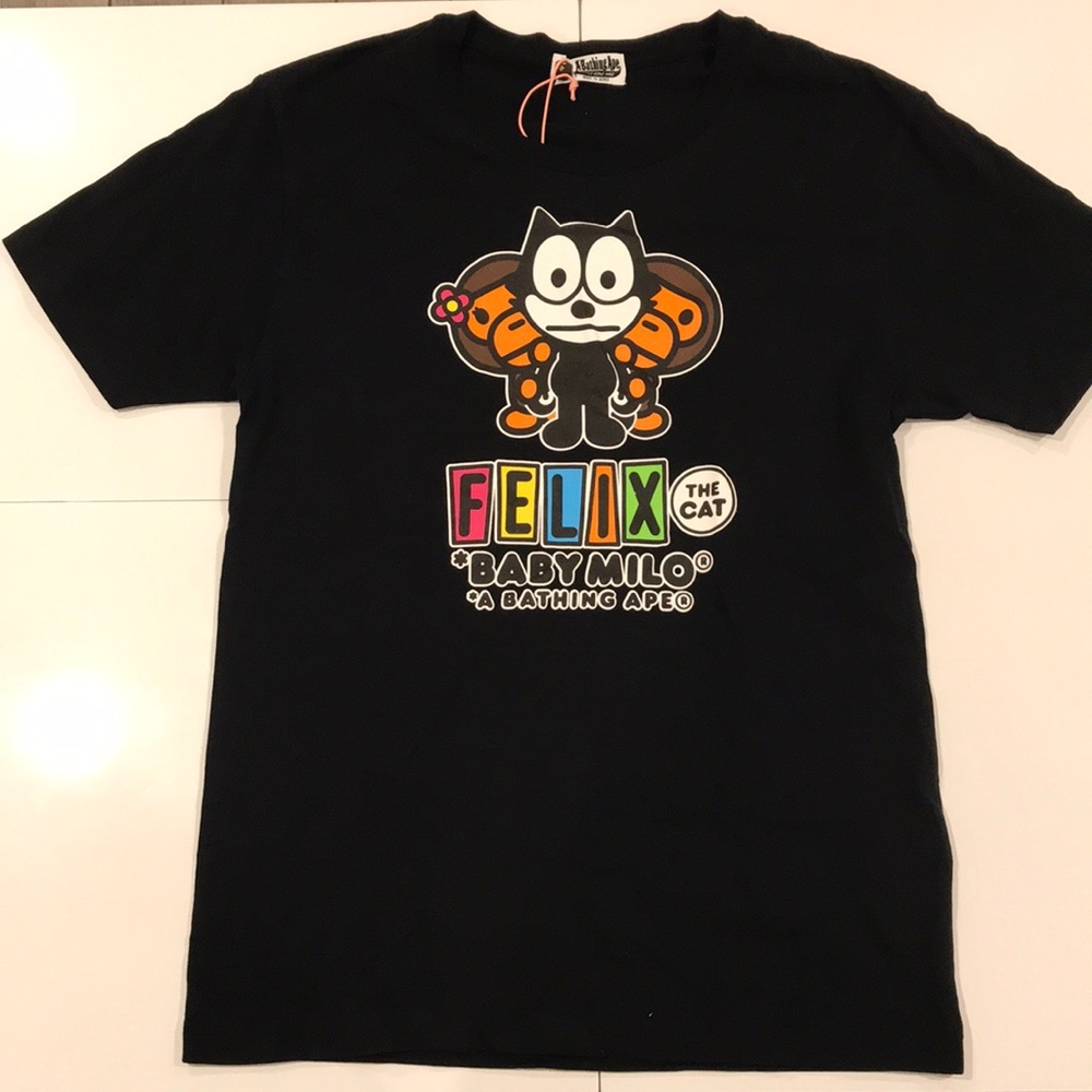 Black Bape x Felix the Cat Baby Milo Graphic Tee